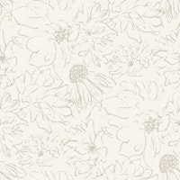 Sketchy floral in soft grey on off white wallpaper