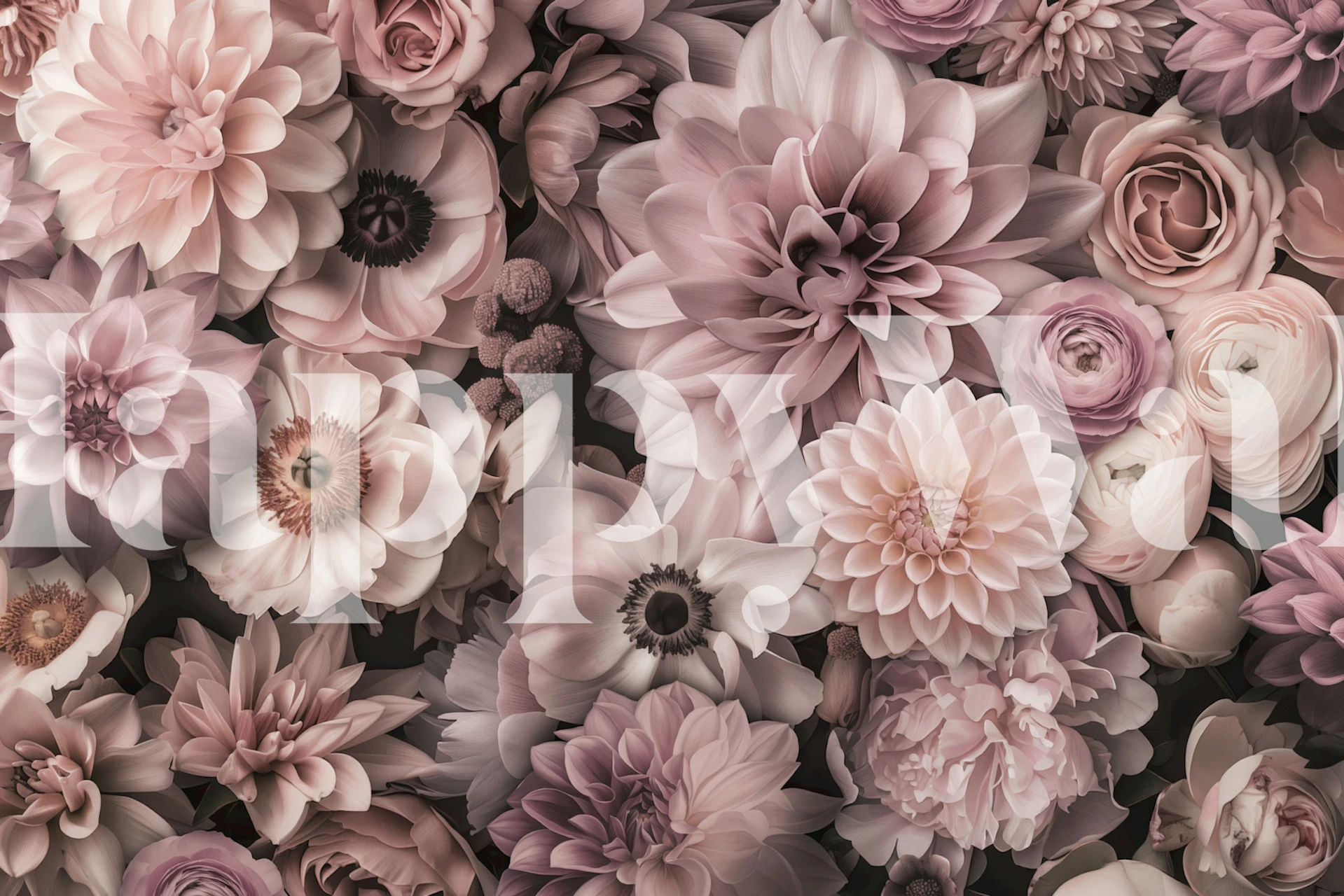 Dreamy Floral Touch Blush Pink wallpaper in a room