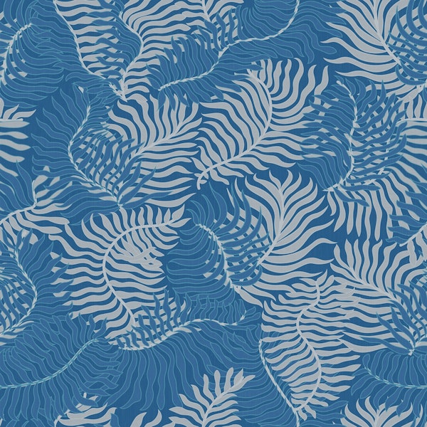 Retro Tropical Leaves on Blue WP