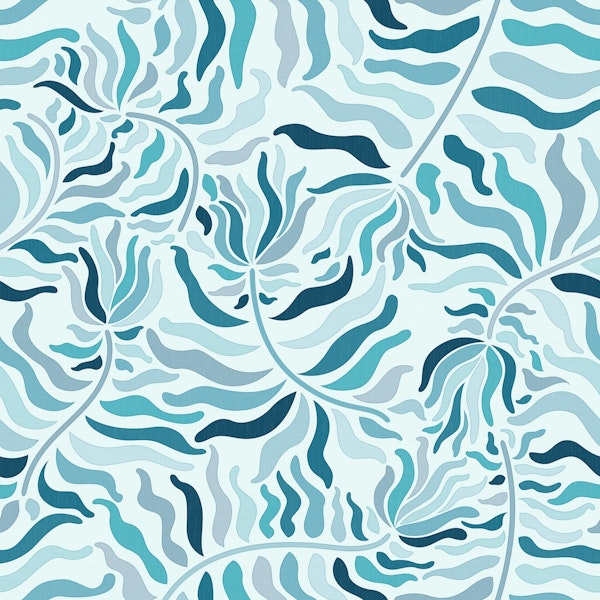 Abstract Decorative Flowers Teal WP