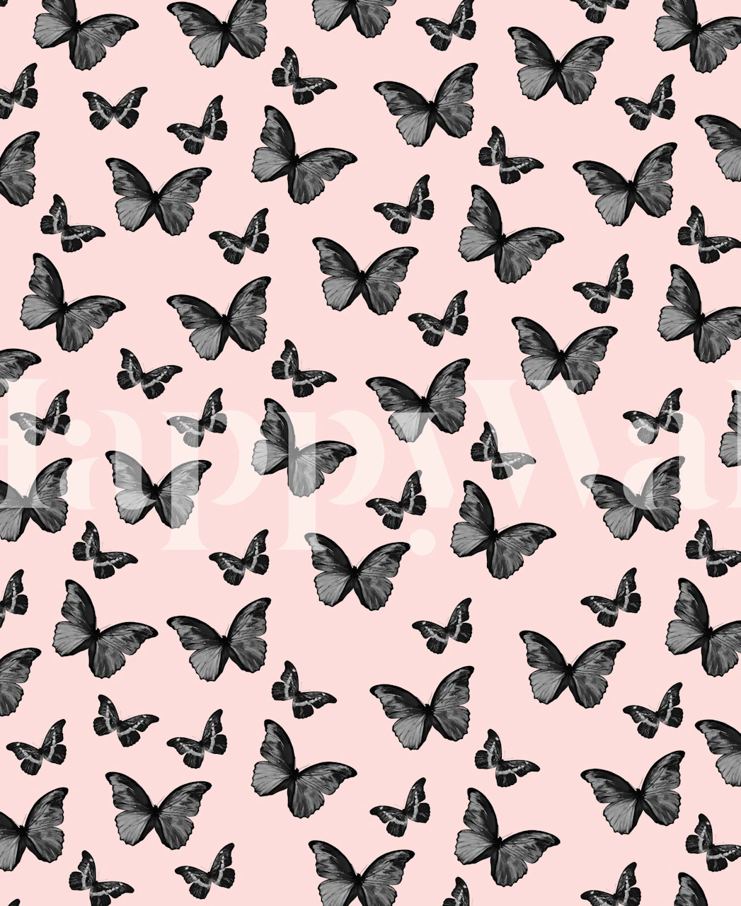 Black and blush butterfly pattern wallpaper