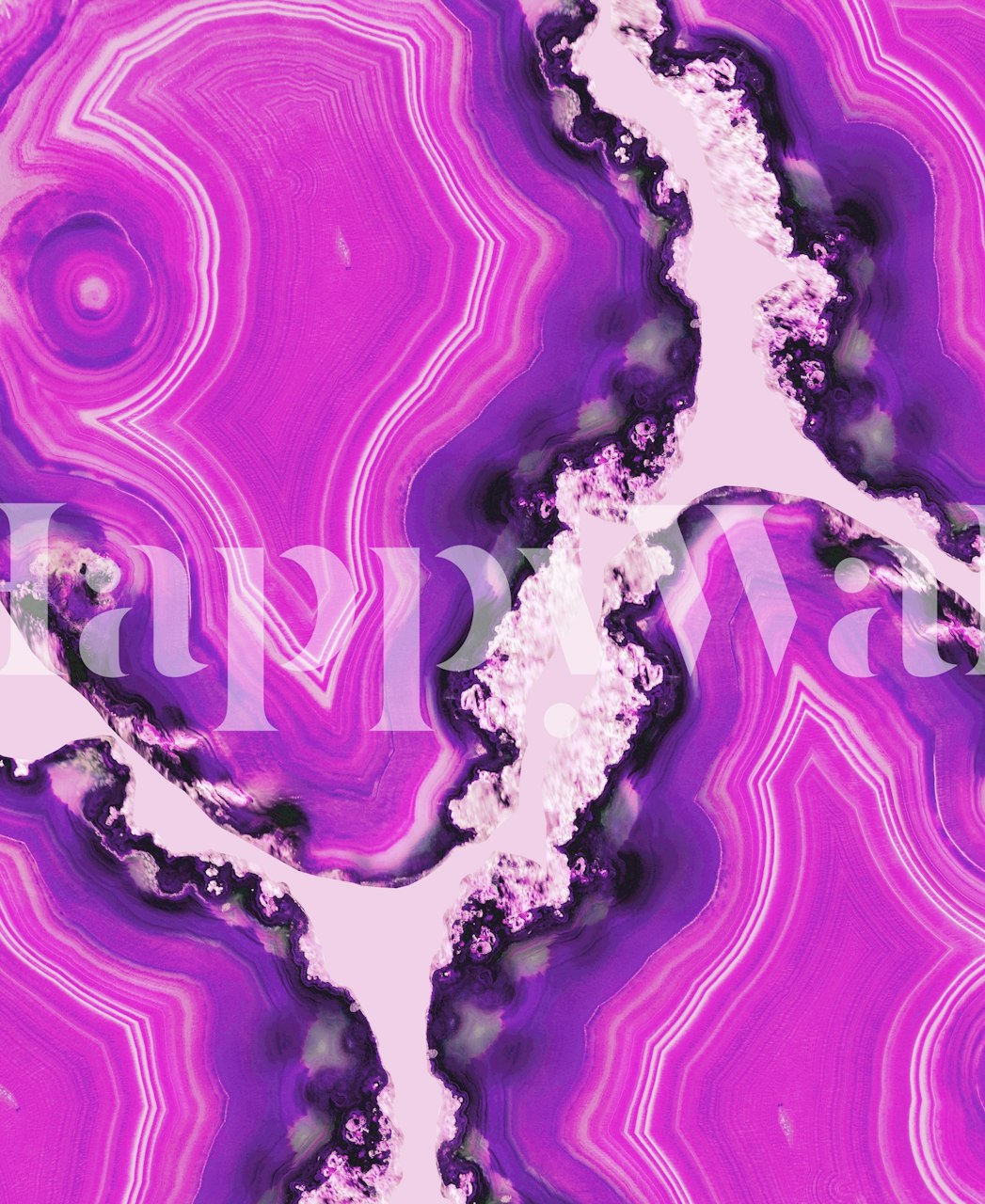 Pink agate crystal pattern wall mural with swirling hues of pink and white details