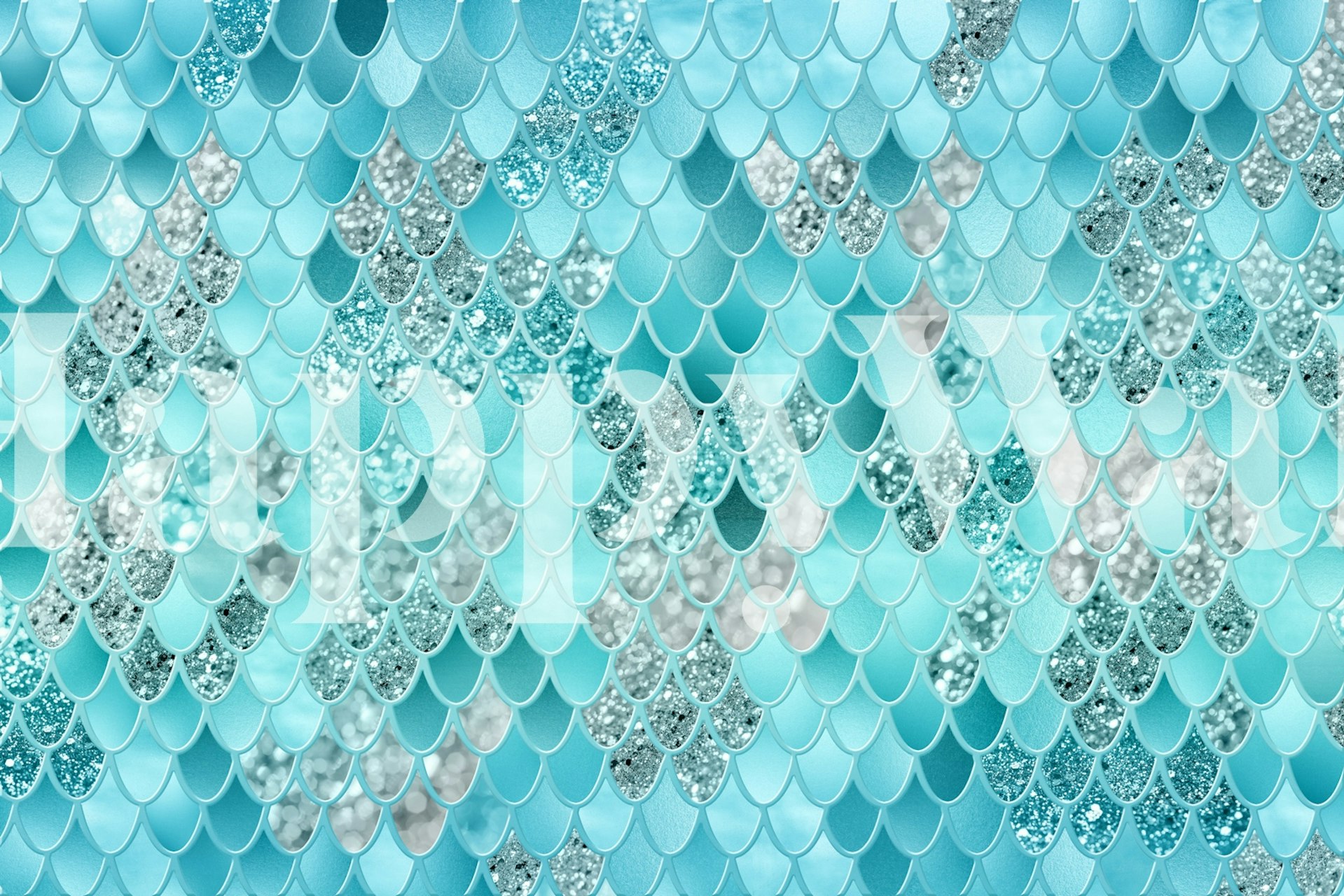 Mermaid scales wallpaper design in a room