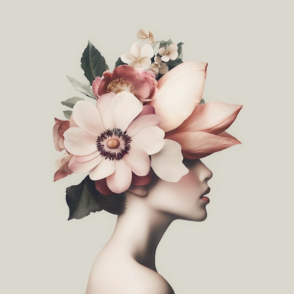Graceful Blossom Serenity Female Portrait