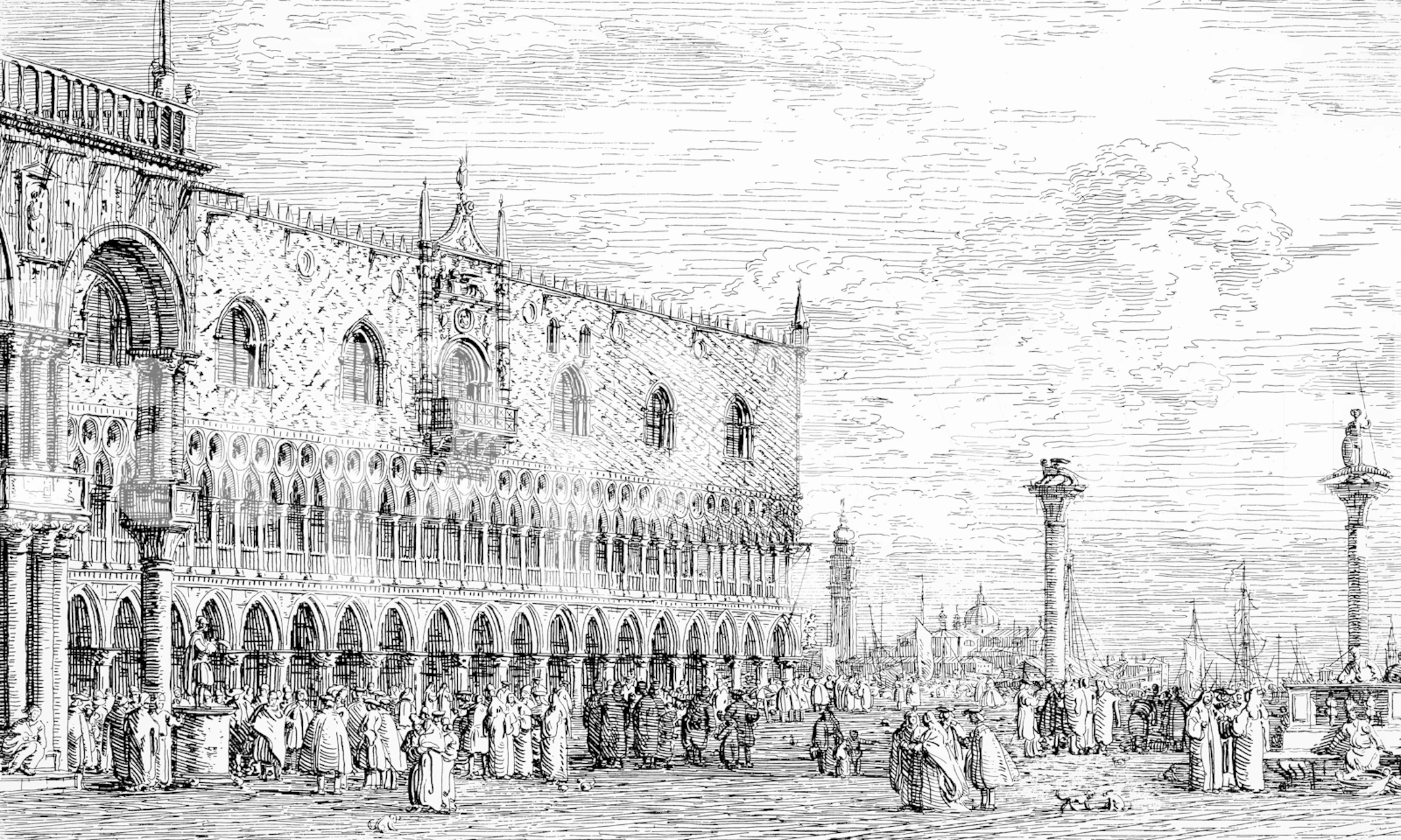 Vintage Venetian Renaissance Tapete in einem Raum