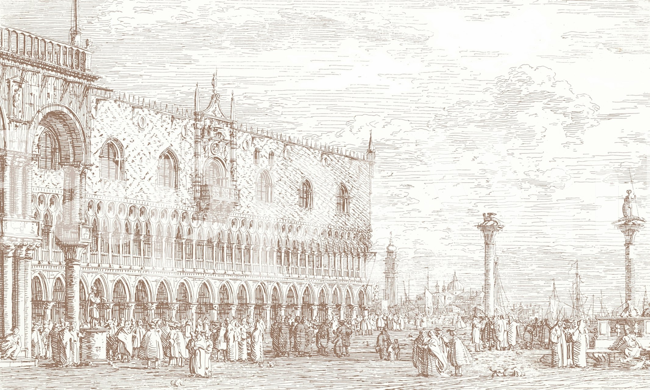 Renaissance Venice in Mocha Mousse tapet i ett rum