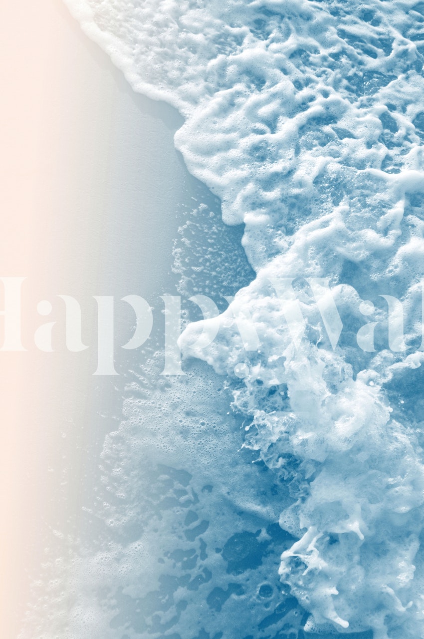 Soft ocean waves in blush and blue tones wallpaper