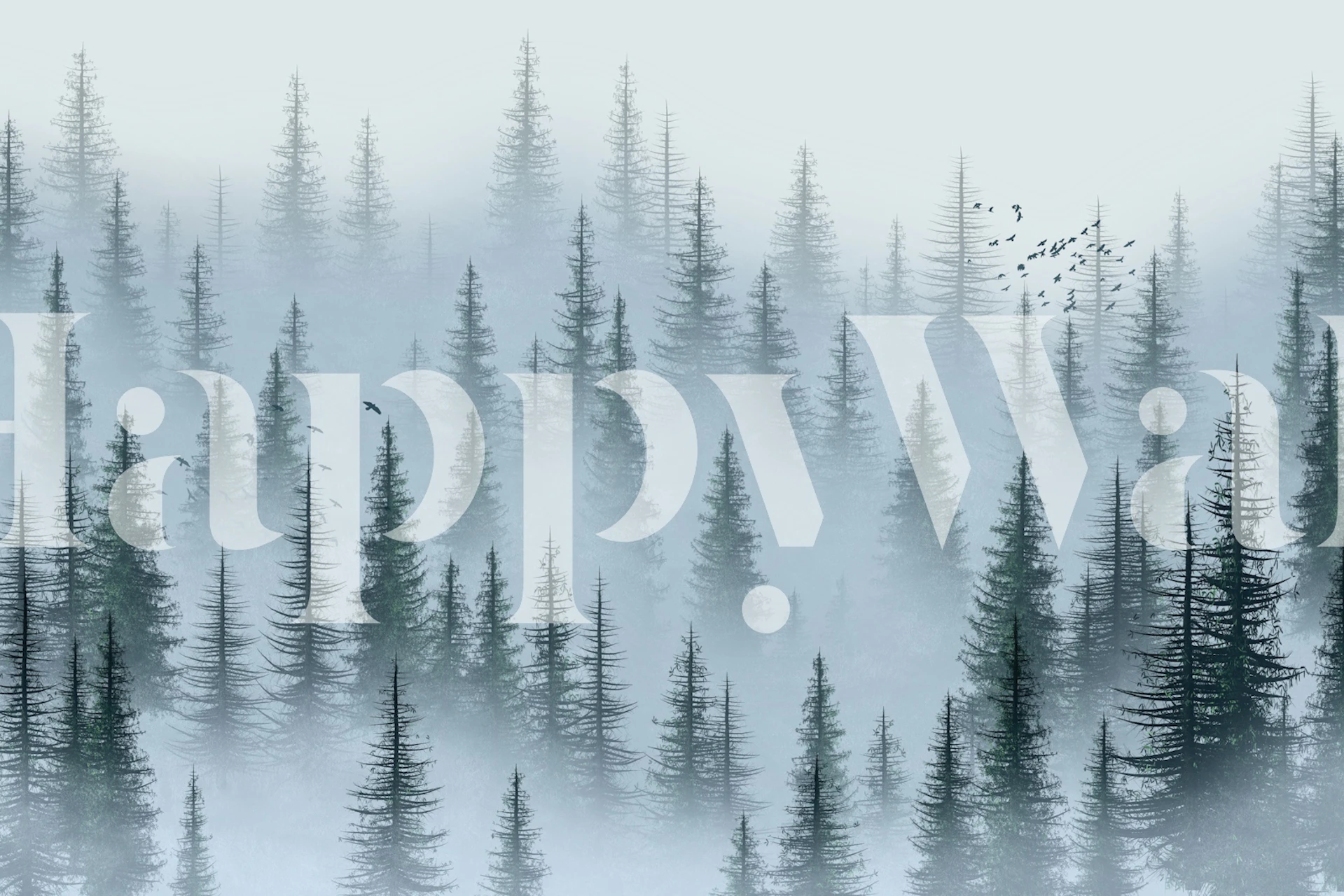 Misty Woods wallpaper in a room setting