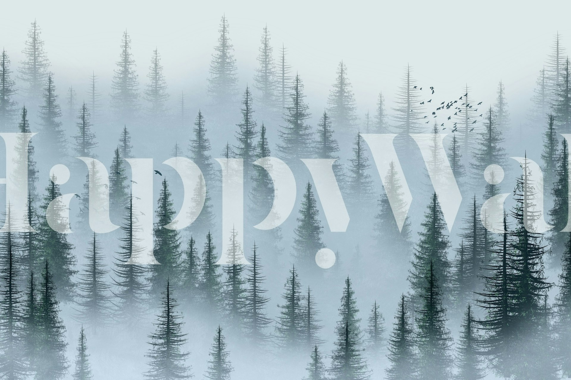 Misty Woods wallpaper in a room setting