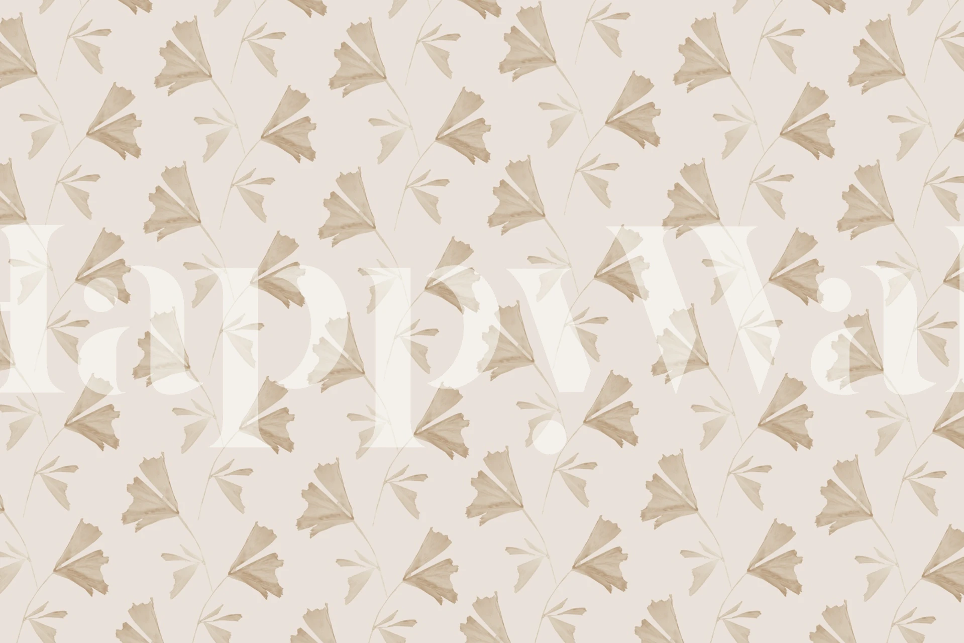 Fishtail palm leaves pattern in soft beige tones wallpaper