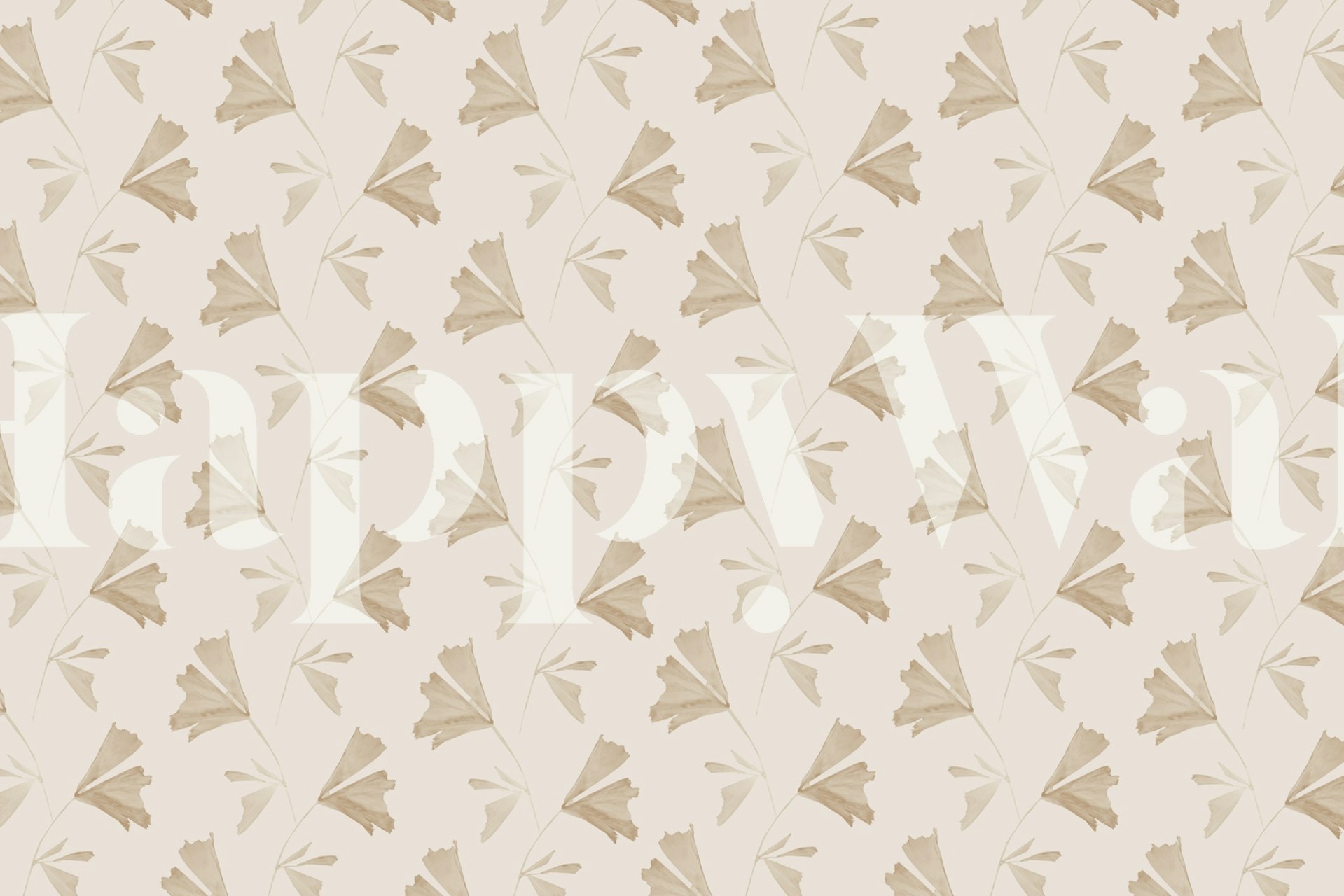 Fishtail palm leaves pattern in soft beige tones wallpaper