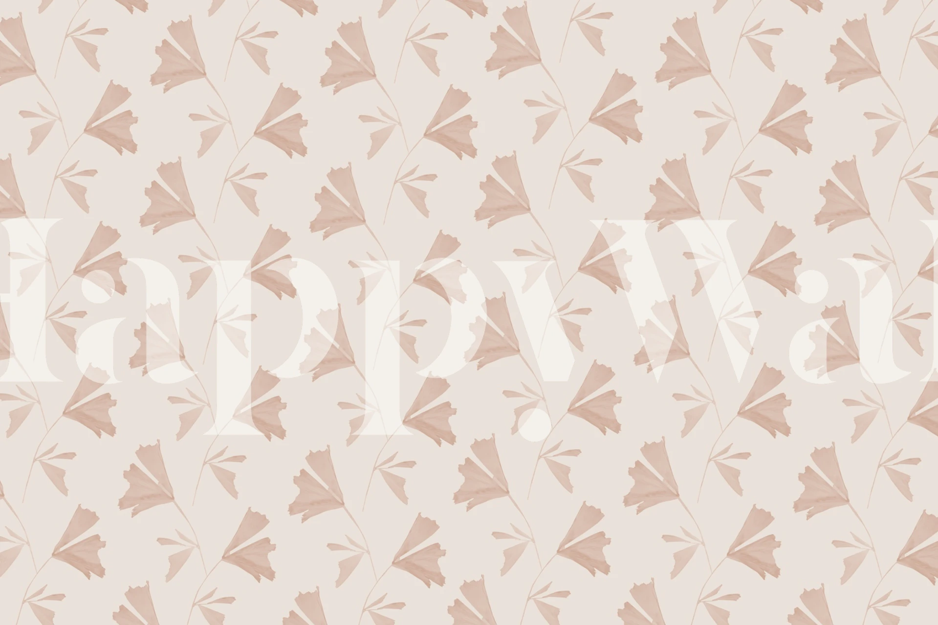 Soft blush palm pattern wallpaper in a room