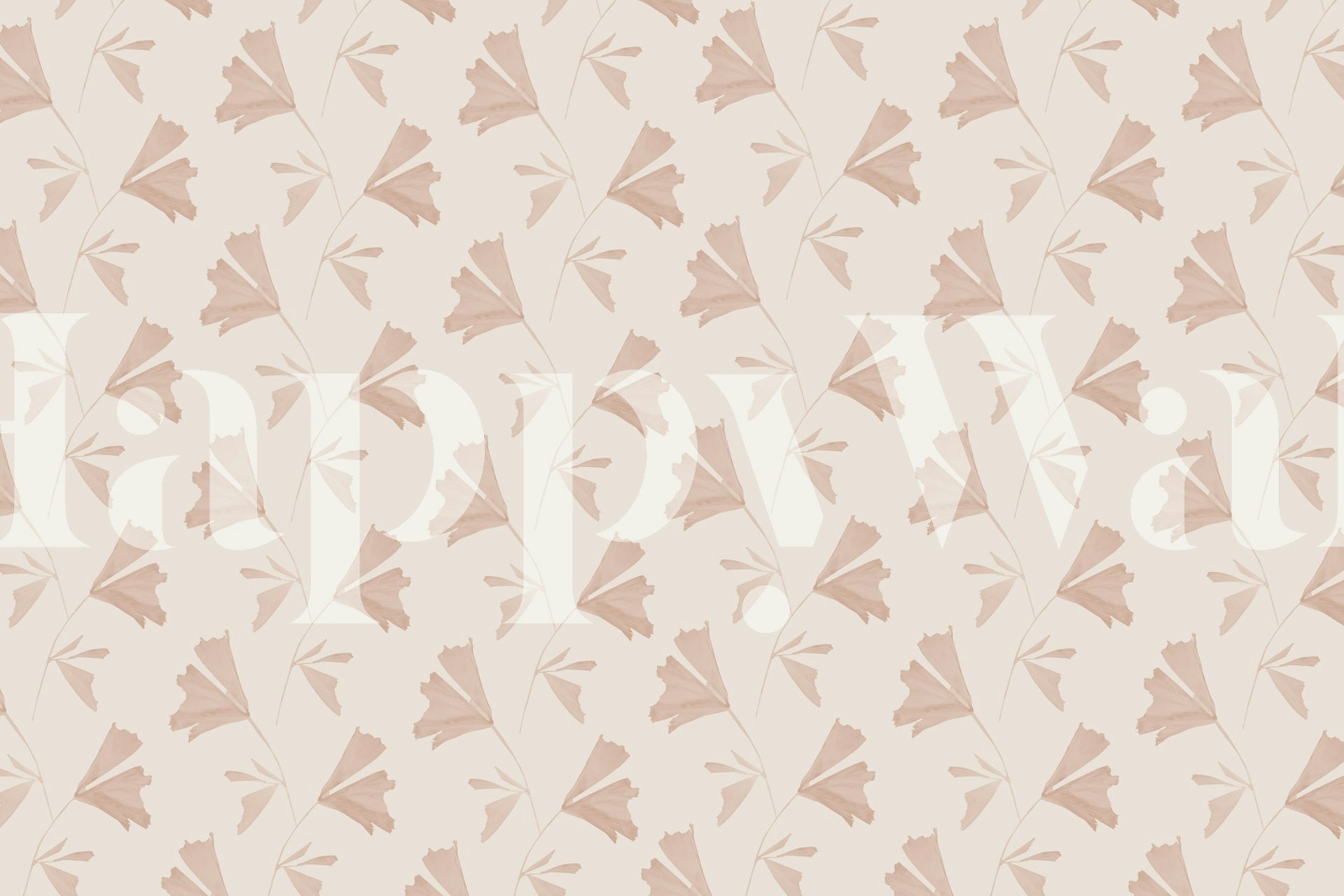 Soft blush palm pattern wallpaper in a room