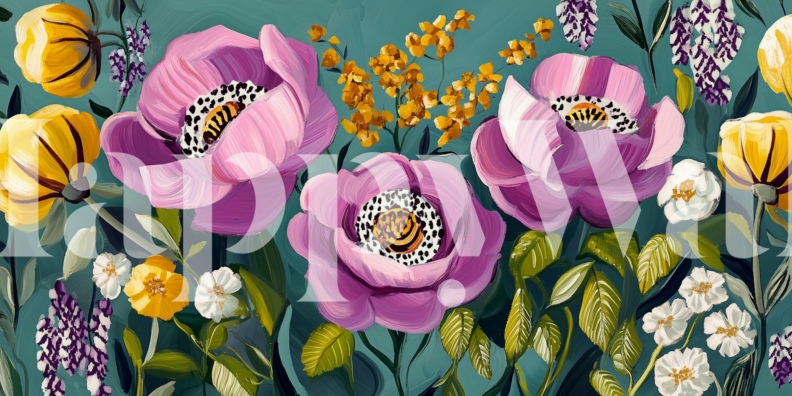 Papel pintado Vibrant Floral Blooms en una habitación