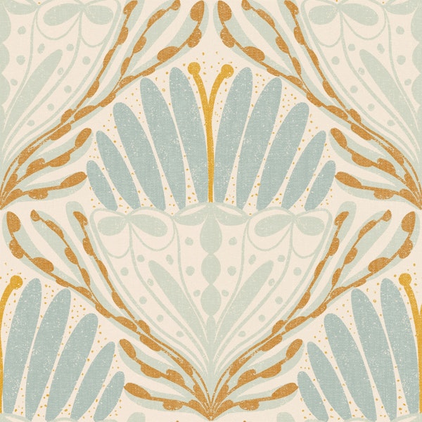 Elegant Art Deco Ogee Floral.Woven Texture