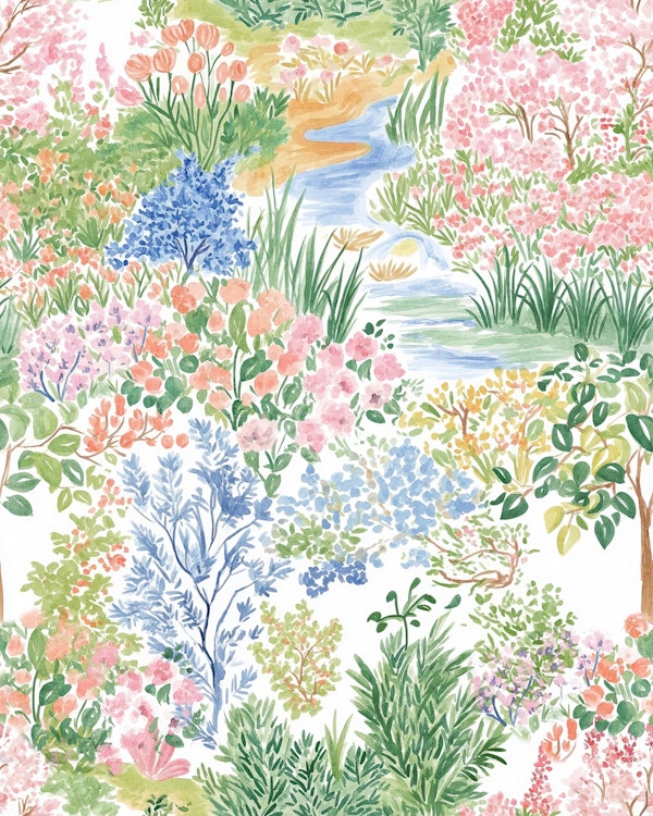 Blooming Meadow Spring Watercolor Small