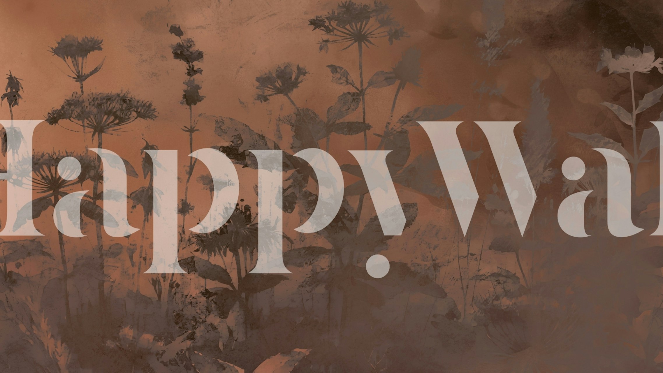 Botanische wallpaper in warme mocha tinten