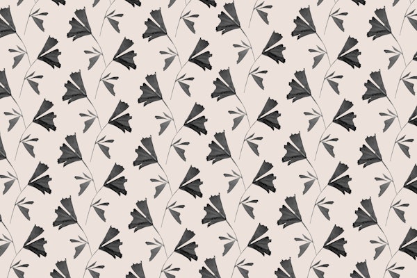 Soft Beige Black Fishtail Palm Pattern 1