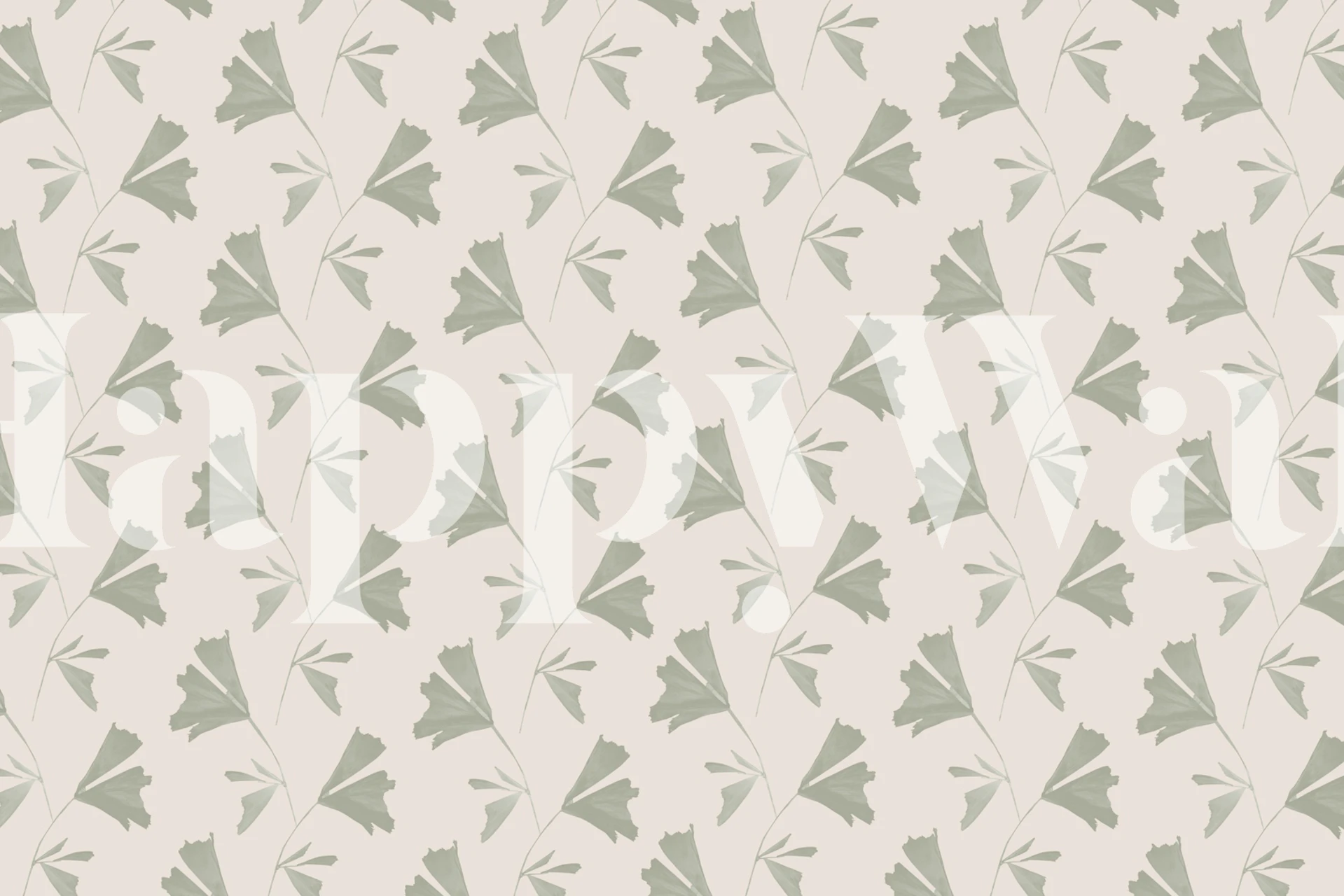 Soft sage fishtail palm pattern on a pale background wallpaper