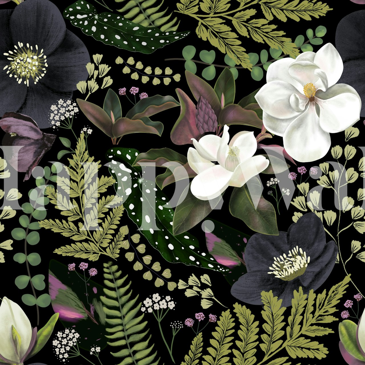 Mystical Dark Garden wallpaper in a room