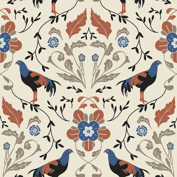 Roosters Victorian Pattern