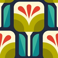 Vivid Retro Geometric Blossoms tapete