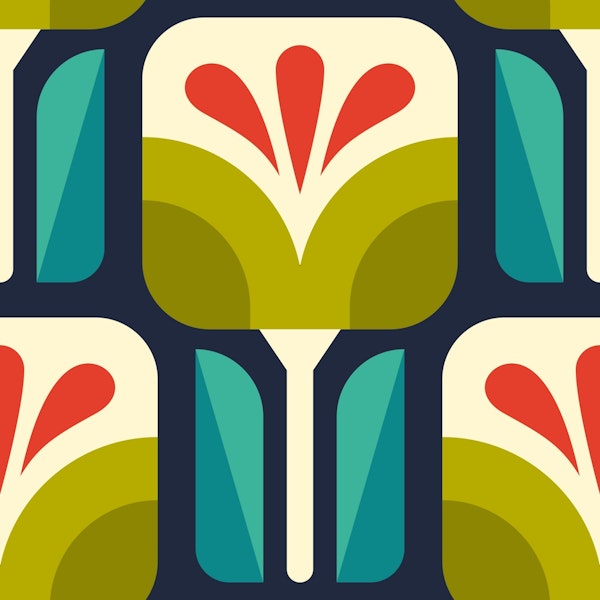 Vivid Retro Geometric Blossoms