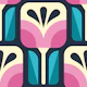 Retro Floral Blooms Blue Pink