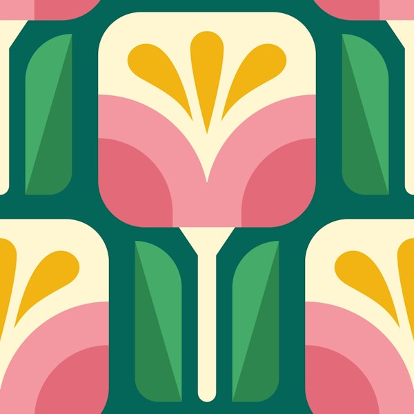 Pink and Green Bold Geometric Blooms