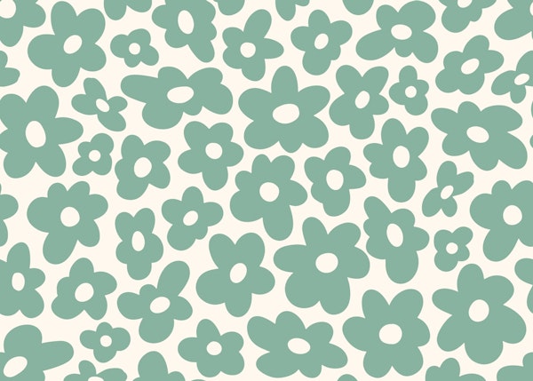 Groovy Retro Flowers Burma Jade