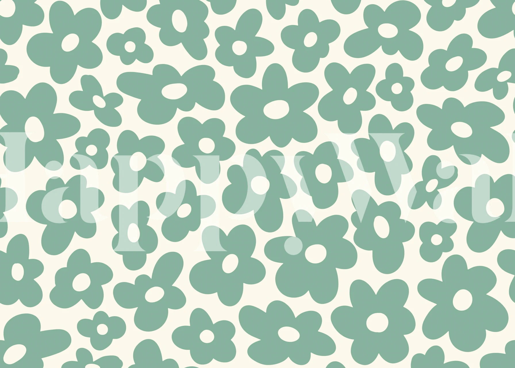 Groovy retro flowers wallpaper i et rom