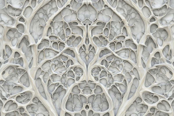 Fractal Bone Abstract Ornaments Ivory Grey