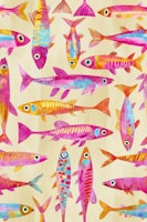 Funky Fish Parade Underwater Vibe Yellow behang