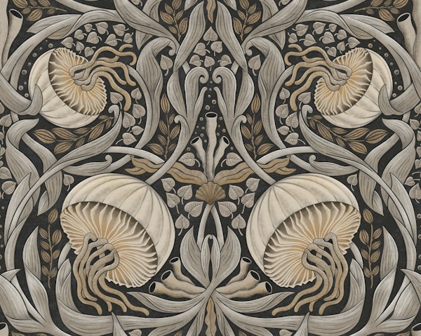 William Morris swims with jellyfish - brown