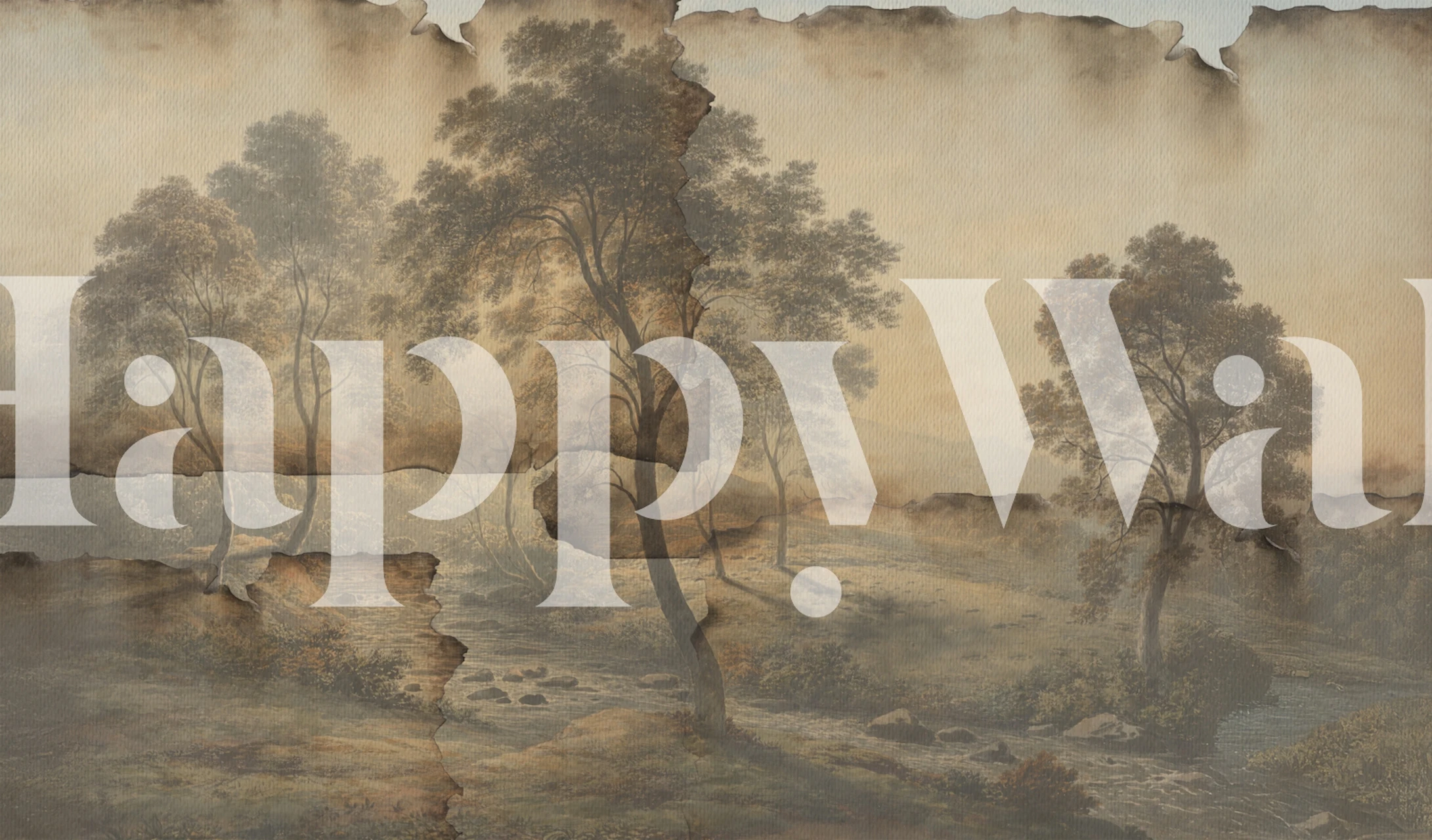 Antique Woodland Charm Papyrus Tapete in einem Raum