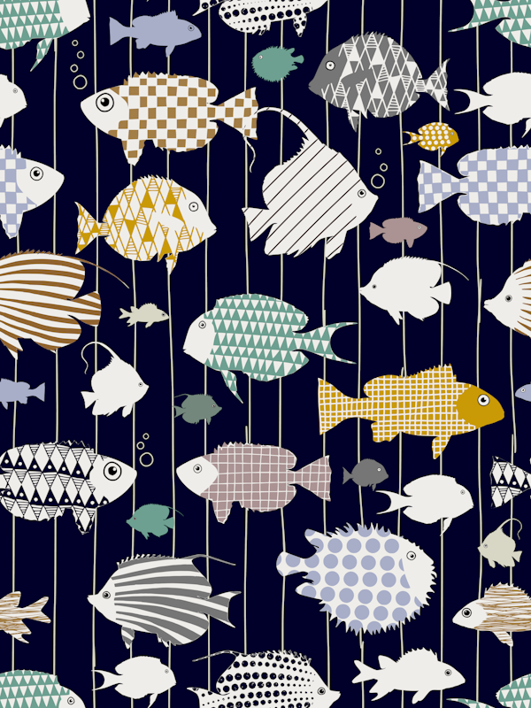 Fresh fish on dark navy blue