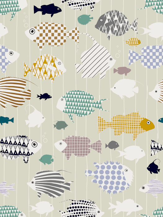 Colorful Fish Pattern Wallpaper