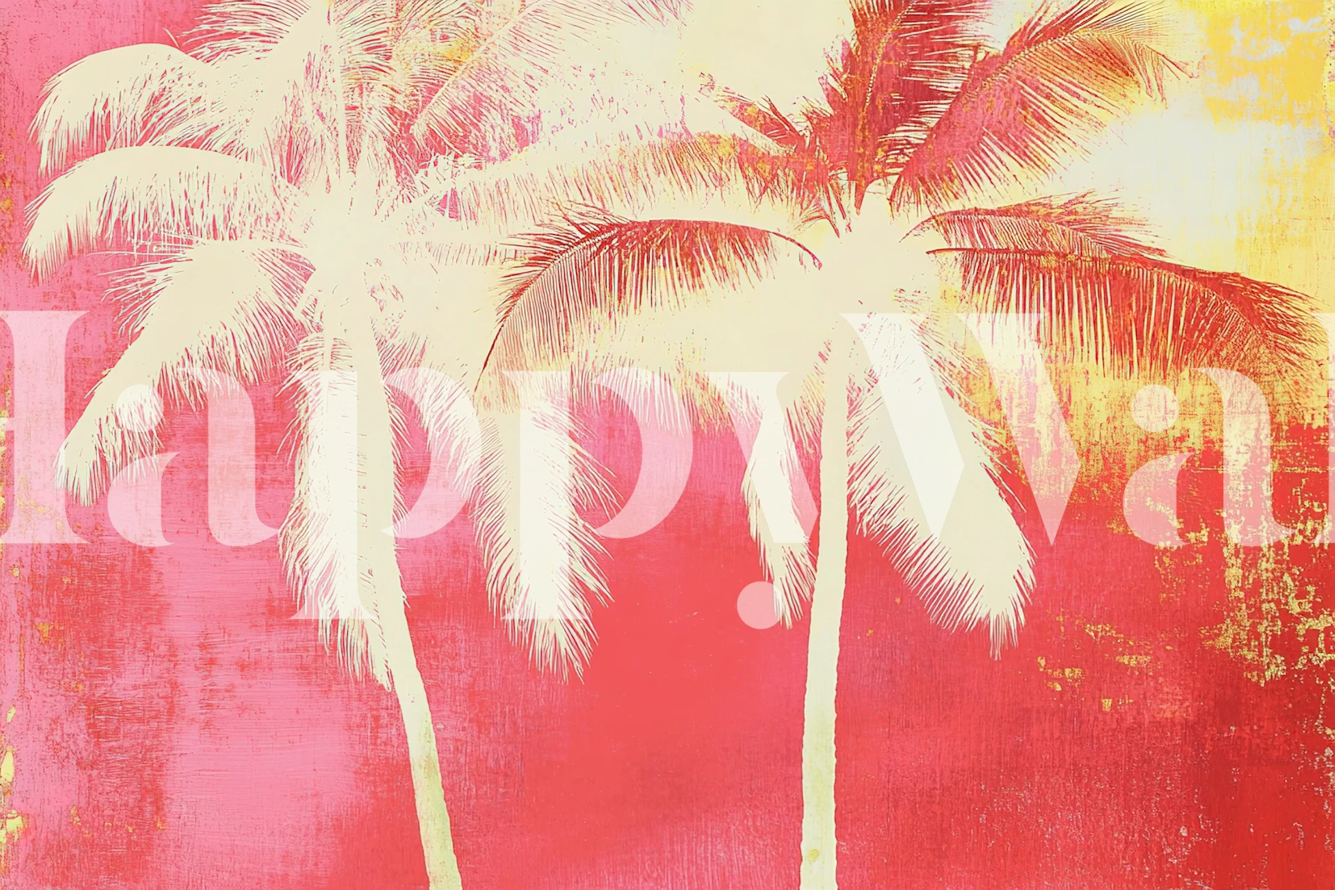 Red Summer wallpaper met palmbomen