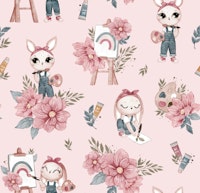 Artist Bunny - pink papel pintado