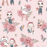 Artist Bunny - pink wallpaper