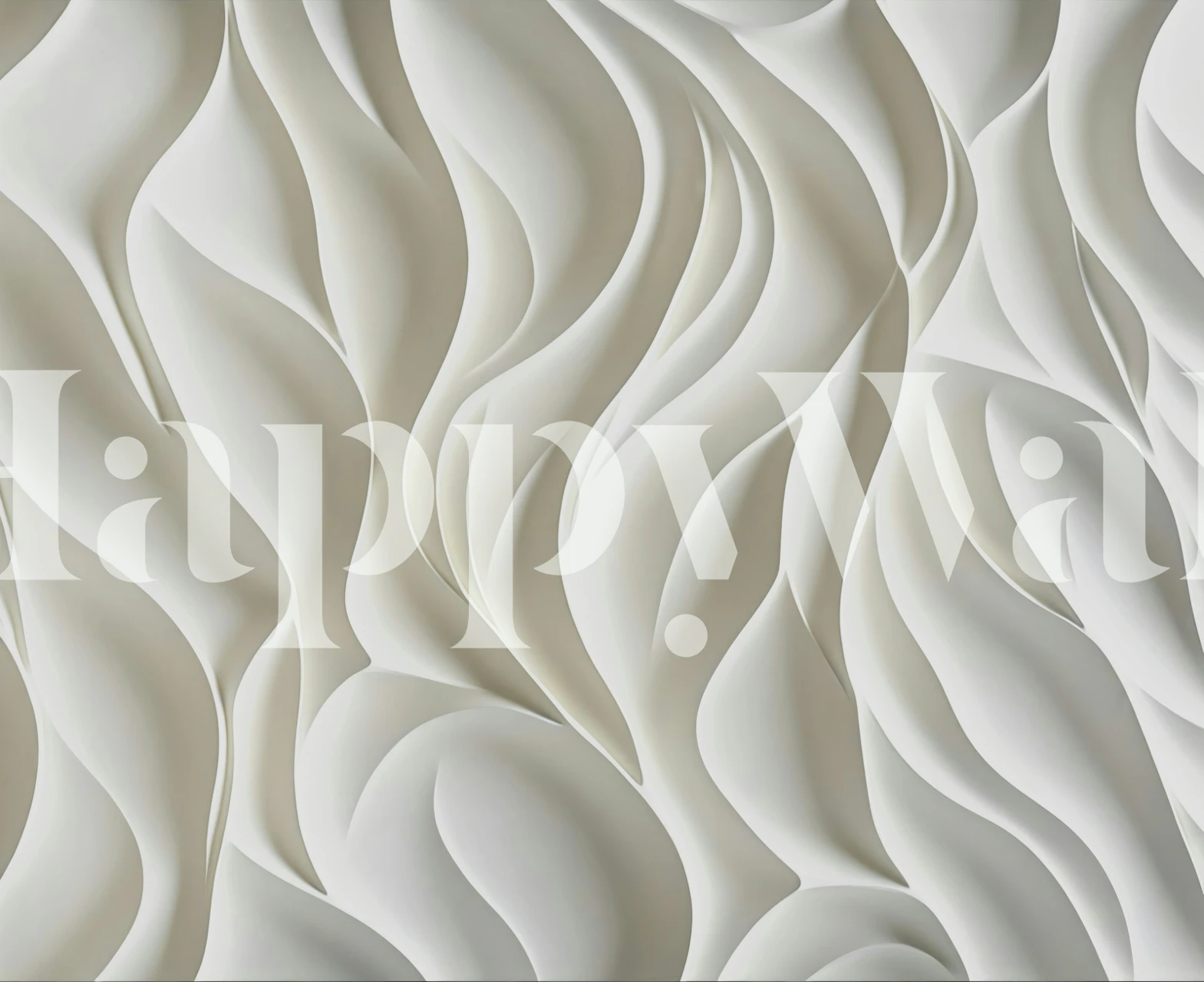 Flowing wave pattern in textured off-white wallpaper