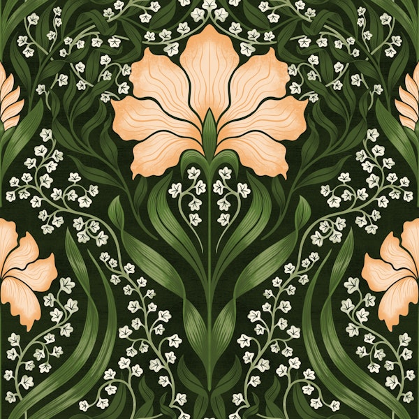 Intricate floral damask - apricot
