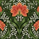 Intricate floral damask - red