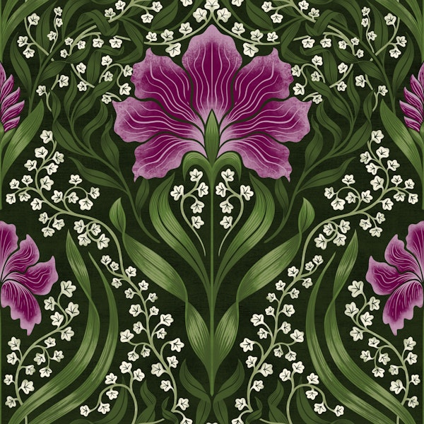 Intricate floral damask - purple