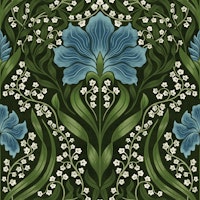 Intricate floral damask - blue tapetit