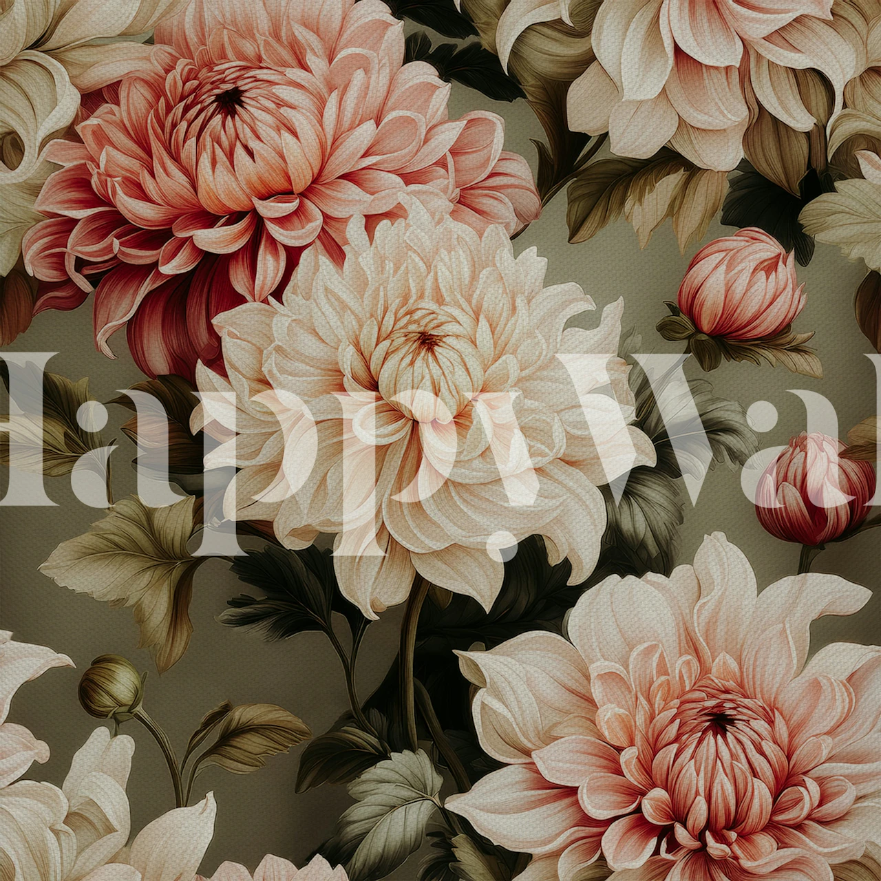 Elegante bloemen behang met Dahlias