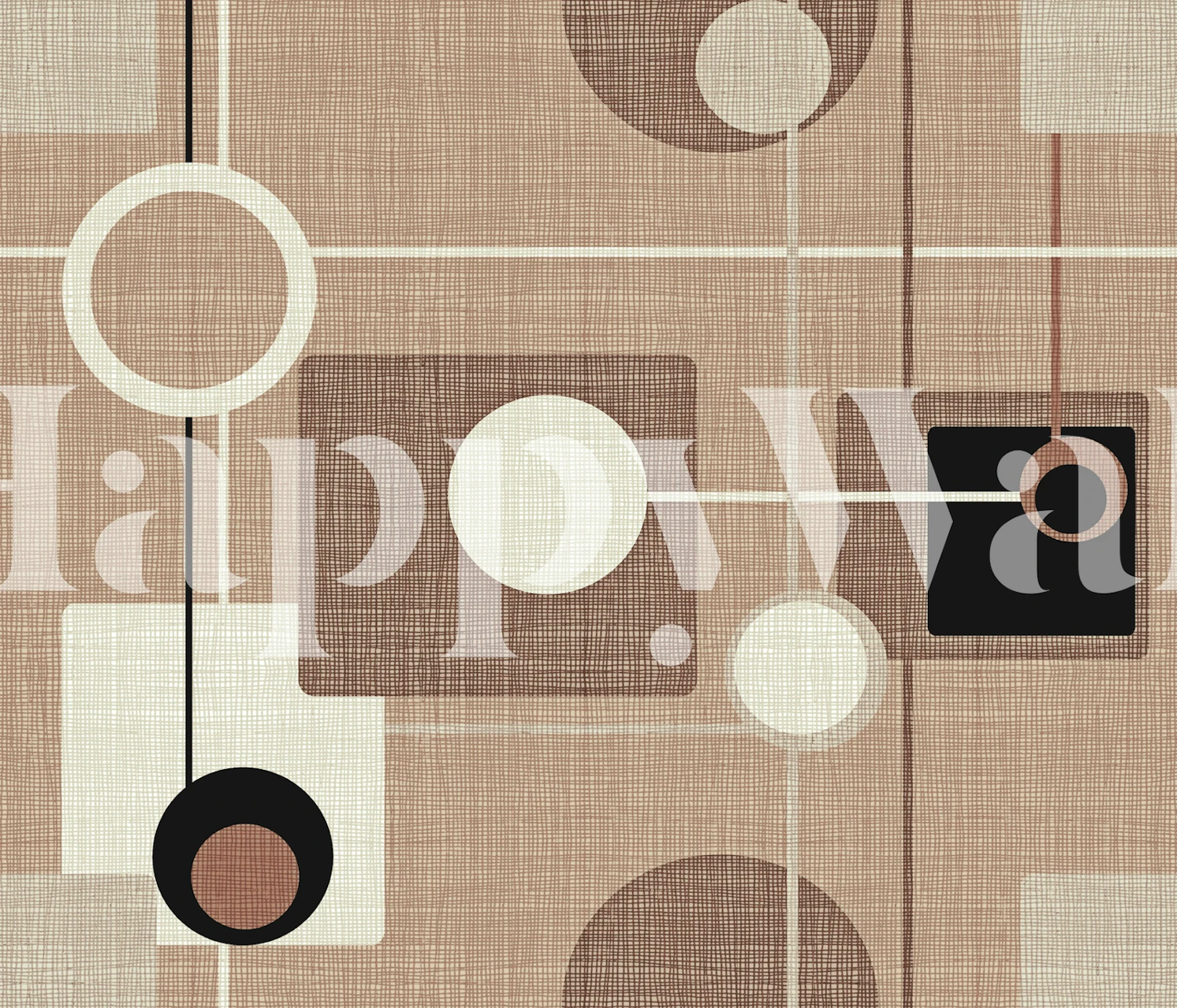 Mid-Century Motif Mocha tapet i et rum