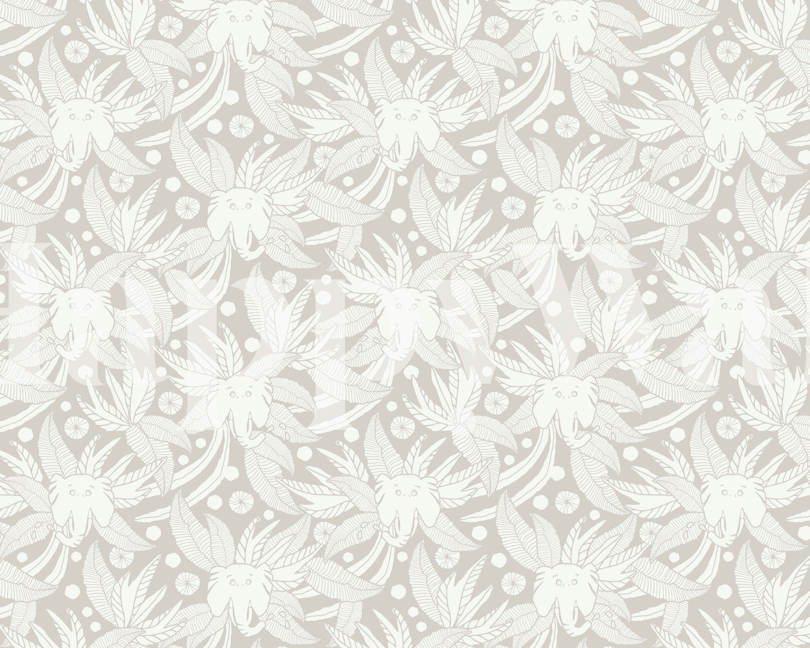 Διακοσμητικός τοίχος Elephant Greige με στυλιζαρισμένες σιλουέτες ελέφαντα σε γκρι-μπεζ αποχρώσεις