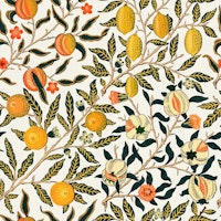 William Morris Pomegranate or Fruit on White tapetit