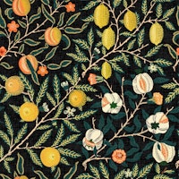 William Morris Pomegranate or Fruit on Black tapete
